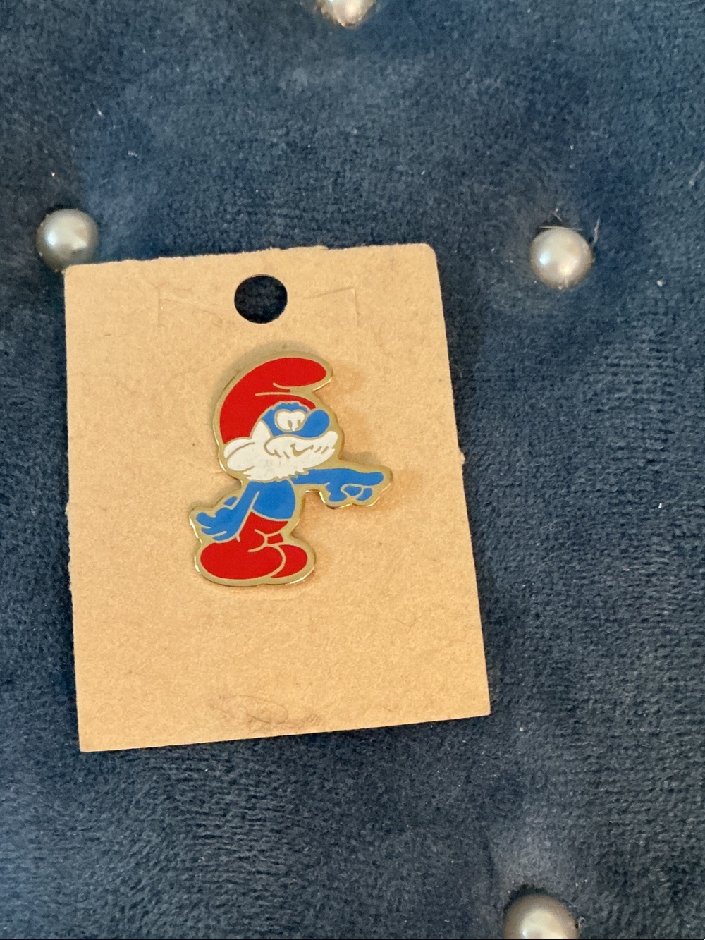 Vintage Papa Smurf Enamel Pin — Blue & Red Cartoon Character 1980’s - 1990’s NEW